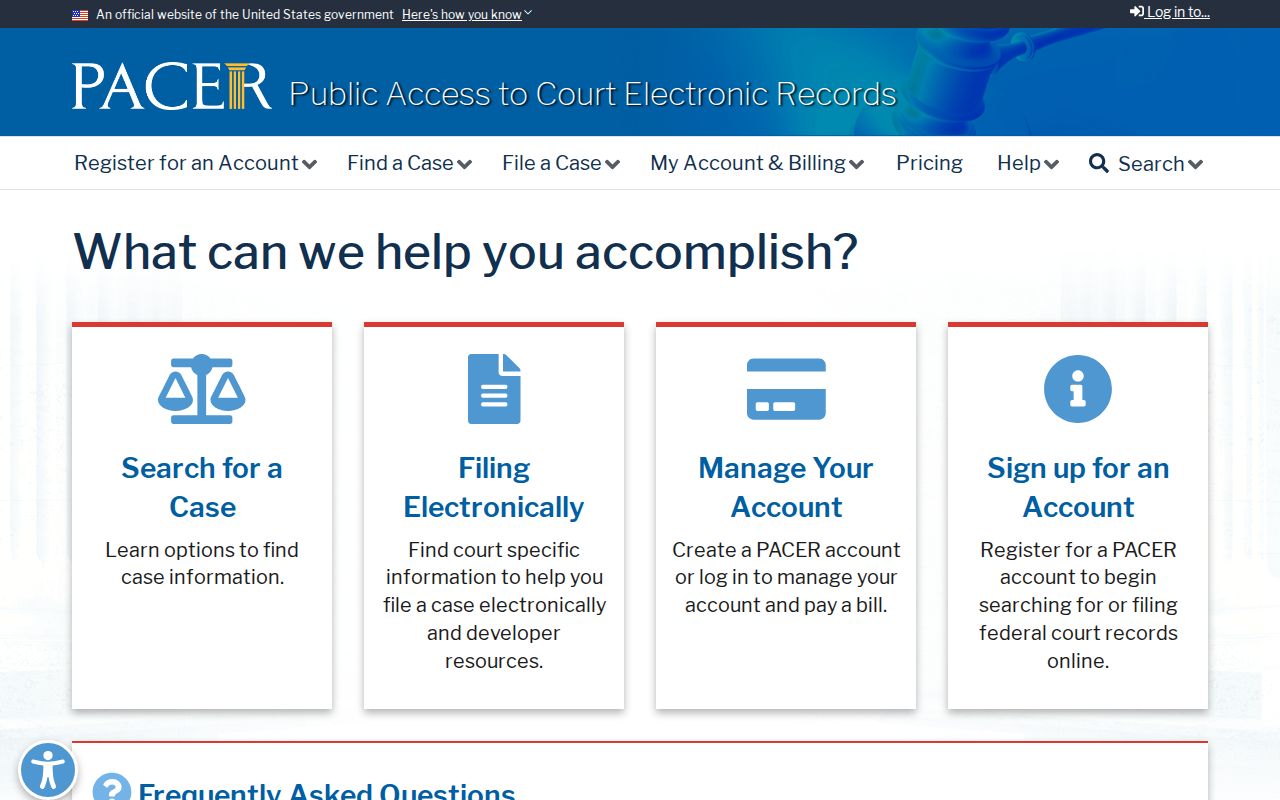 PACER federal court record access screen for Harney County cases