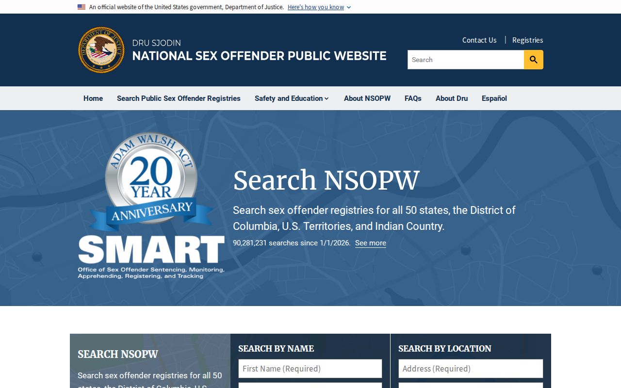 Harney County sex offender check using the DOJ national search