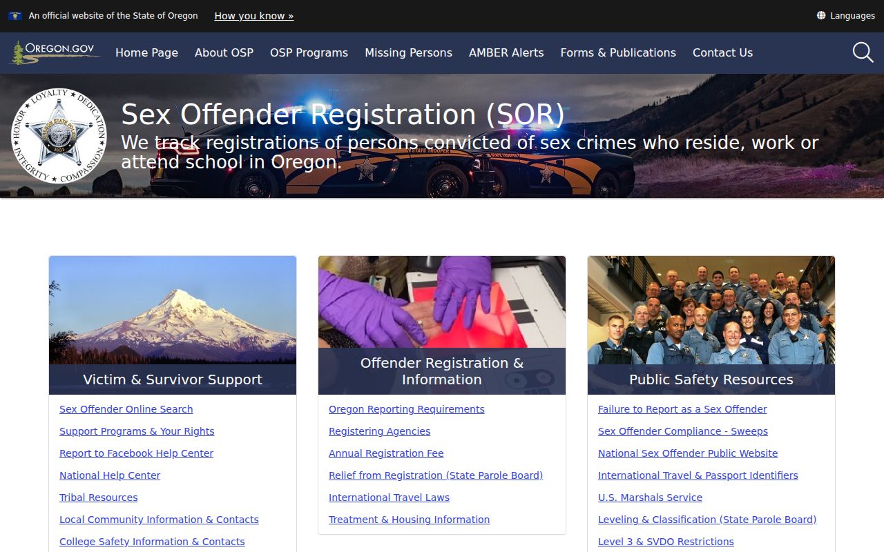 Harney County sex offender registry information from Oregon State Police